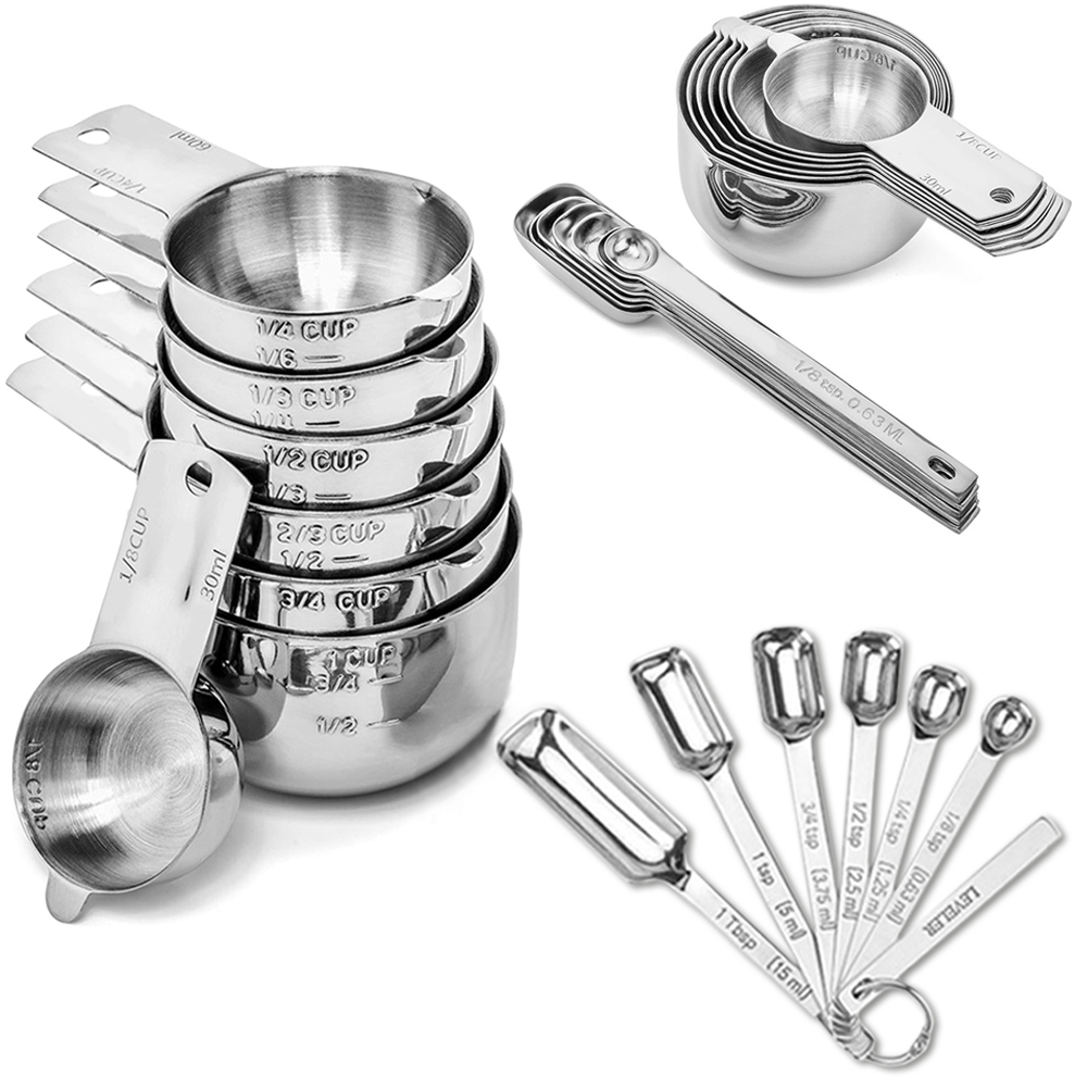 Commercial Kitchen Products - طقم أكواب وملاعق قياس من الفولاذ