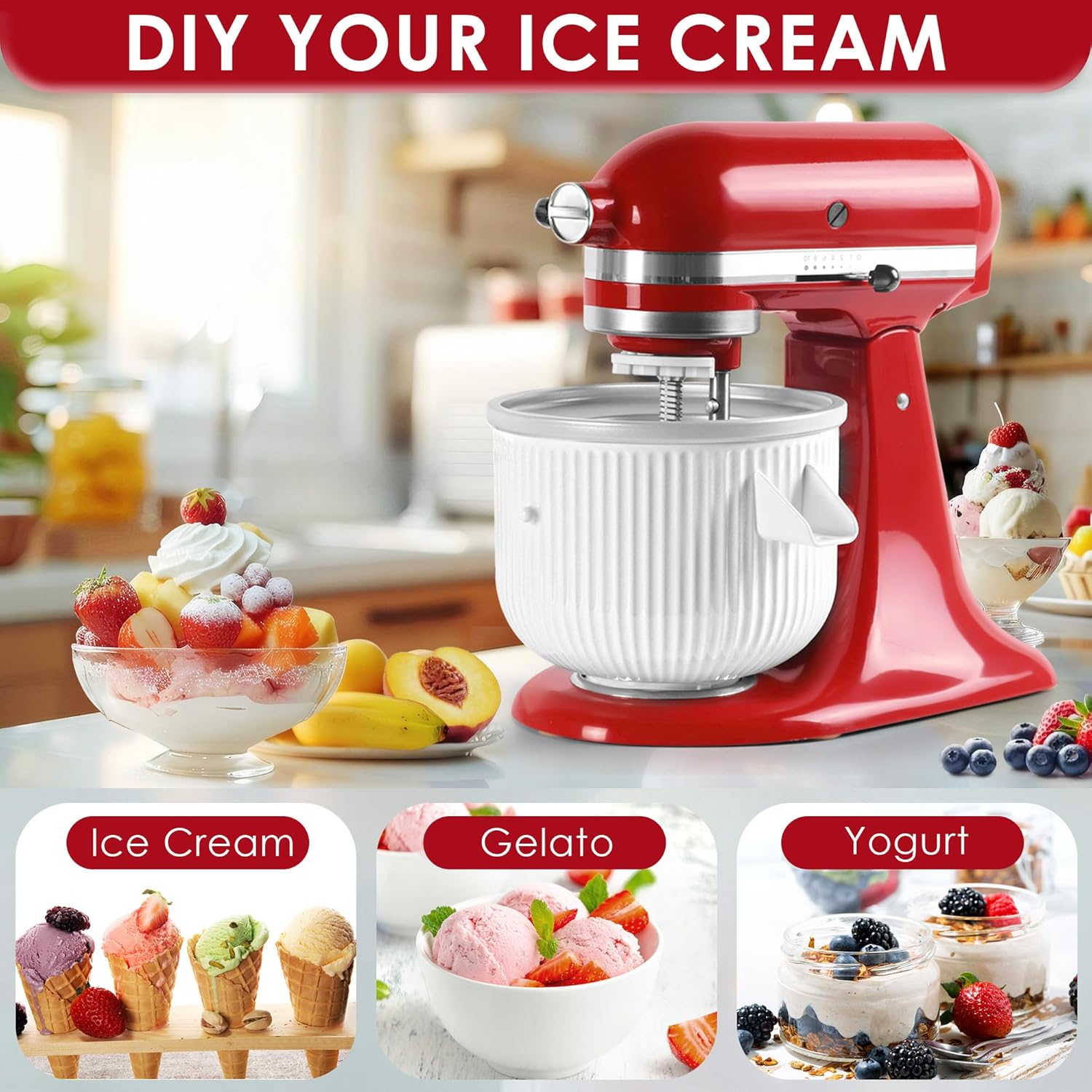 مرفق صانع الآيس كريم لخلاطات ح - مراجعة Commercial Kitchenaid وسعره